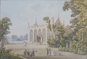 Capela gótica no Parque Ducal perto de Weimar, 1798 (gravura a cores)